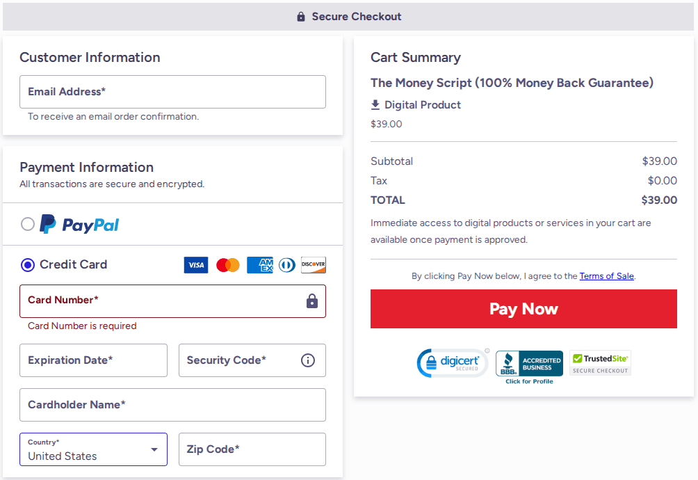 The Money Script Checkout